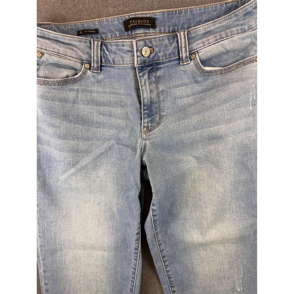 Talbots Flawless Five-Pocket Boyfriend Jeans Womens 8‎ Light Blue Wash Stretch